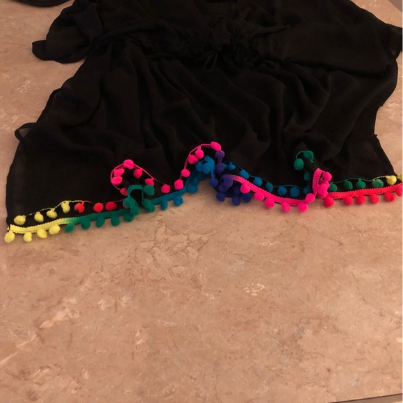 NWOT Swimsuit Cover-up “Into The Bleu” by Amerex - with colorful Pom-Pom trim - Picture 10 of 12